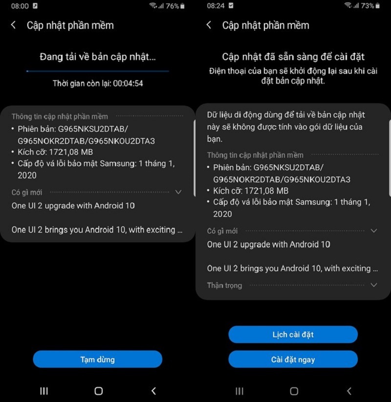 Bản cập nhật Android 10 với giao diện One UI 2.0
